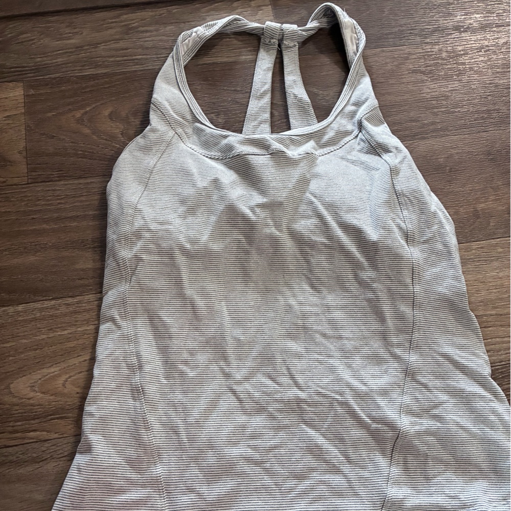 bebe Light Gray Striped Racerback Tank Top